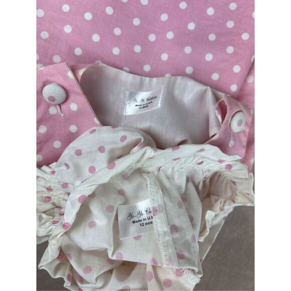 Vintage 90s Girls Pink Polkadot Outfit Set 12 Months - Picture 6 of 6